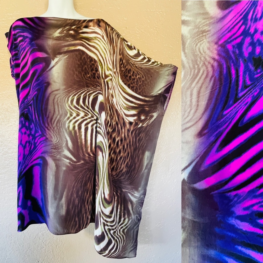 BEBE Italian Designer Inspired SILK Mini ANIMAL Print CAFTAN DRESS XXS